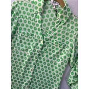 NEW Express Womens Slim Fit Portofino Button-Up Sheer Top Size XXS Lime Wedge